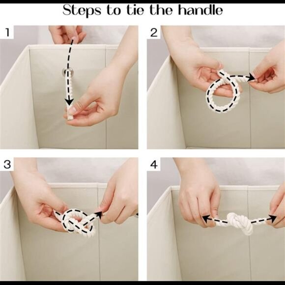 Fabric Storage Baskets with Lids, and Cotton Rope Handles, 2-Pack - Picture 3 of 5